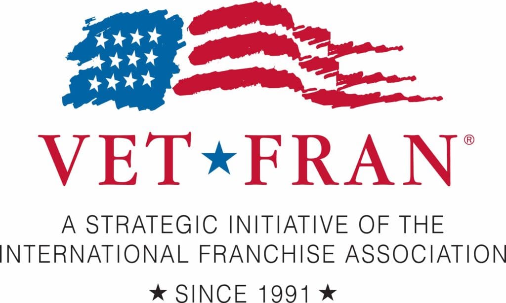 VetFran logo representing a veterans franchise discount program offering incentives and support for veterans pursuing restoration franchise opportunities.